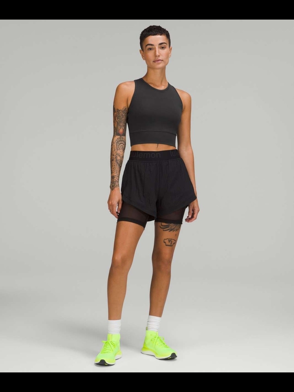lululemon Mesh-Back Training Cropped Tank Top – Graphite Grey – Size 8